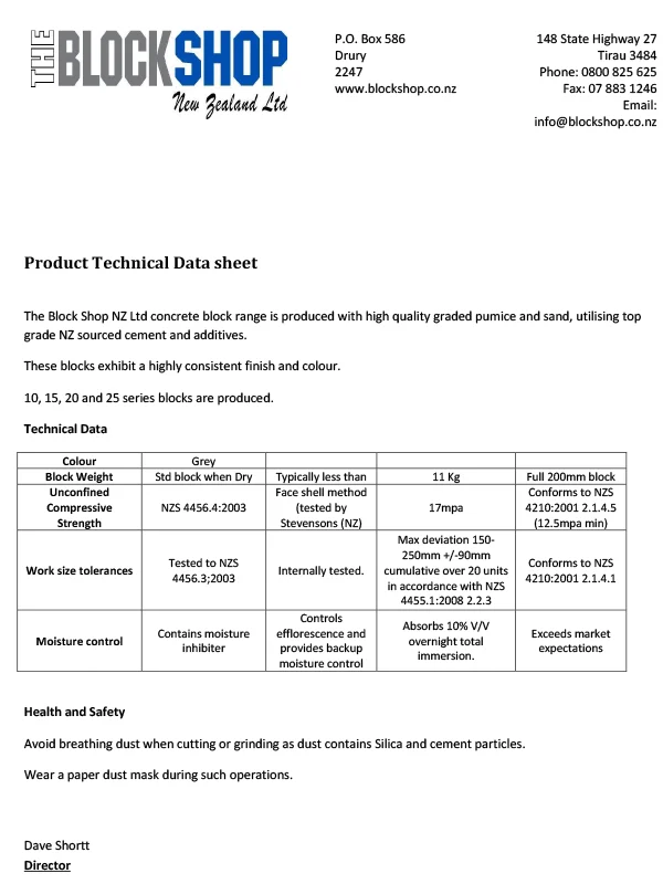 Product Technical Datasheet