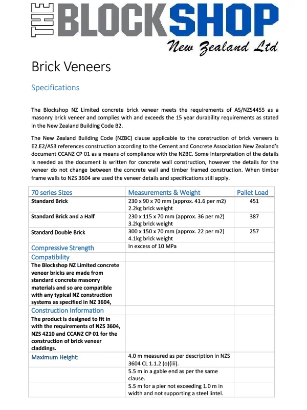 Brick Specifications